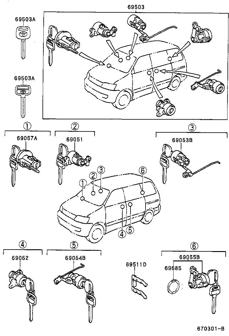  LITE TOWNACE NOAH V |  LOCK CYLINDER SET