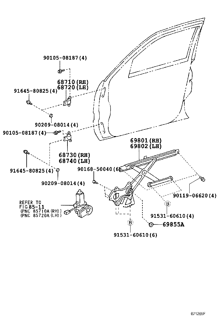  LAND CRUISER 100 |  FRONT DOOR WINDOW REGULATOR HINGE