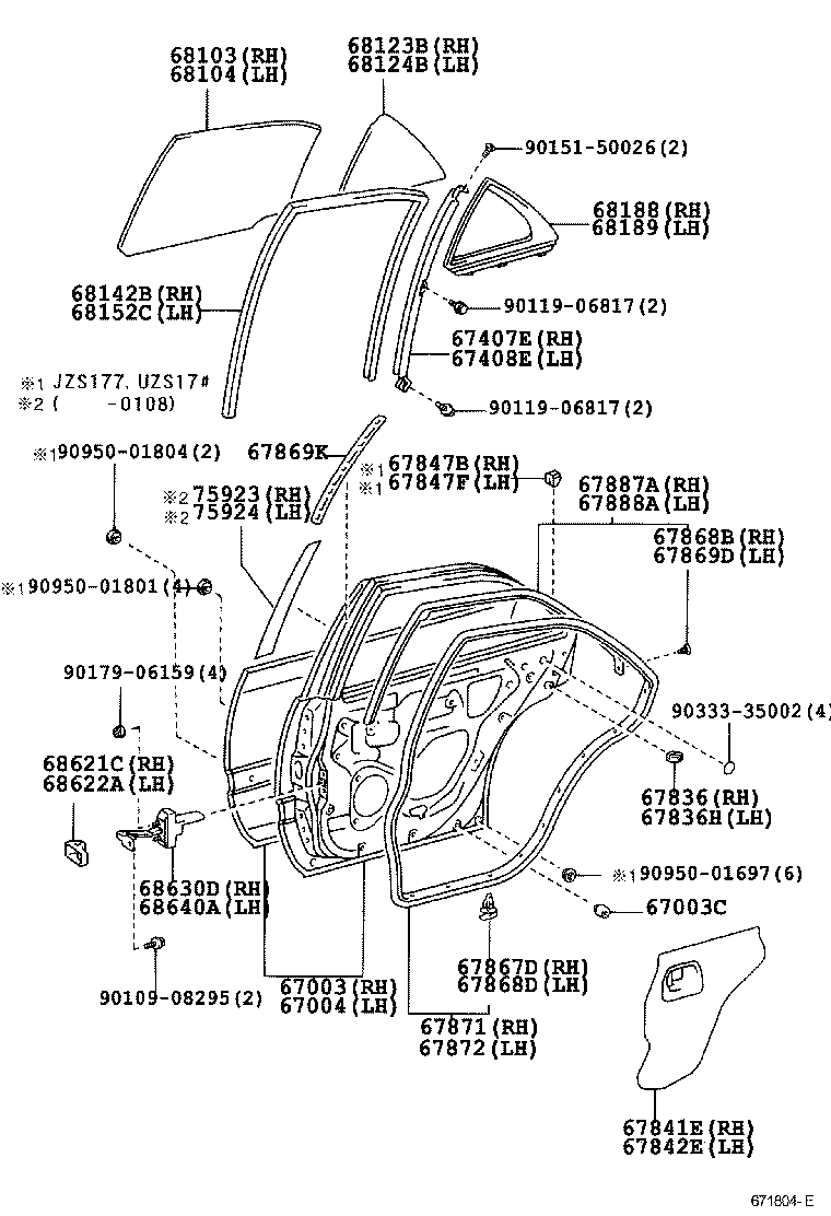  CROWN CROWN MAJESTA |  REAR DOOR PANEL GLASS