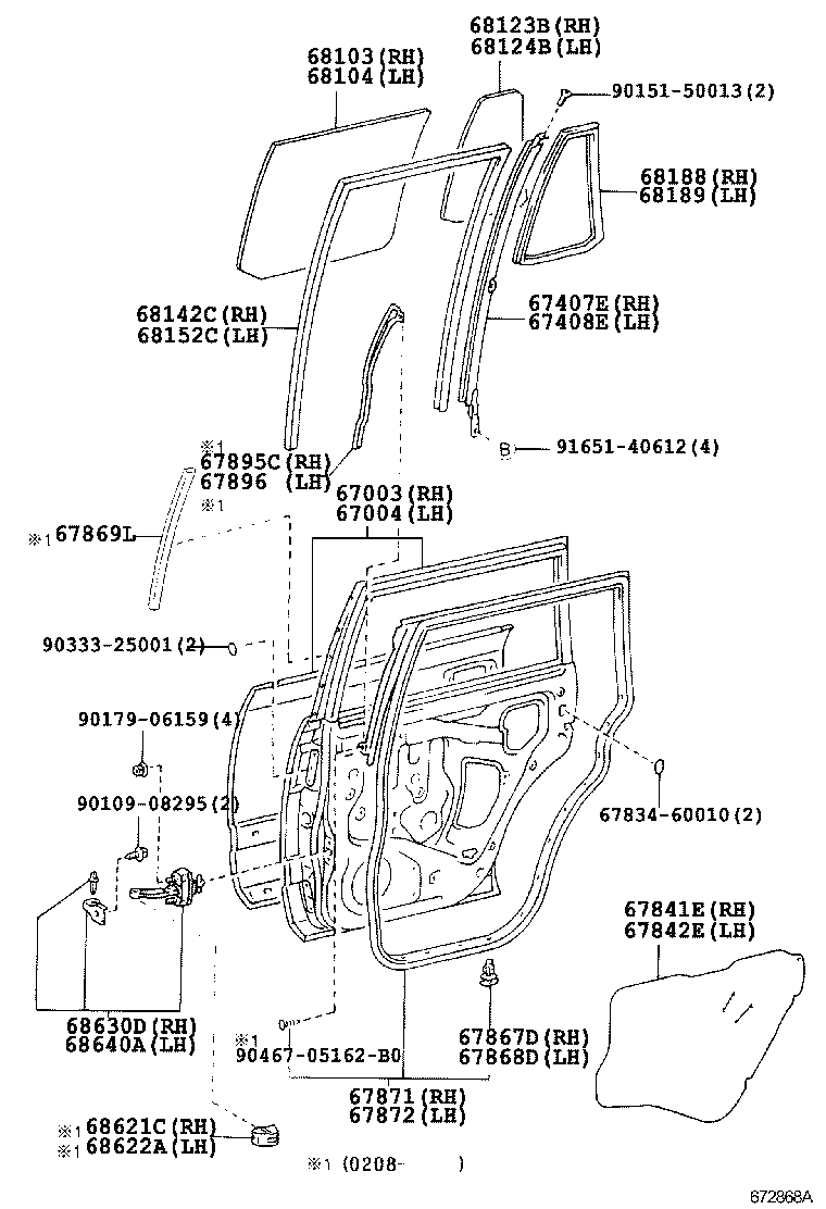  LAND CRUISER 100 |  REAR DOOR PANEL GLASS
