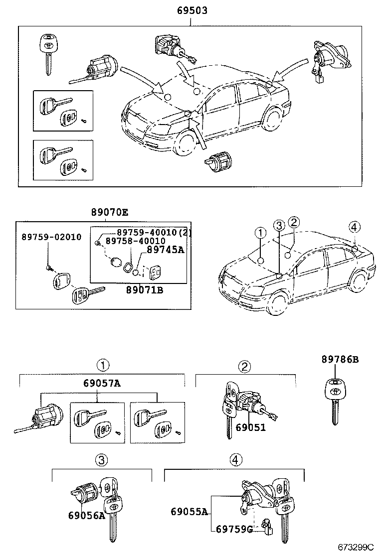  AVENSIS |  LOCK CYLINDER SET