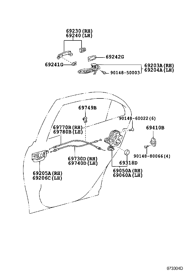  AVENSIS |  REAR DOOR LOCK HANDLE