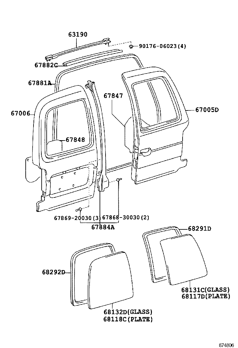 DYNA TOYOACE |  BACK DOOR PANEL GLASS