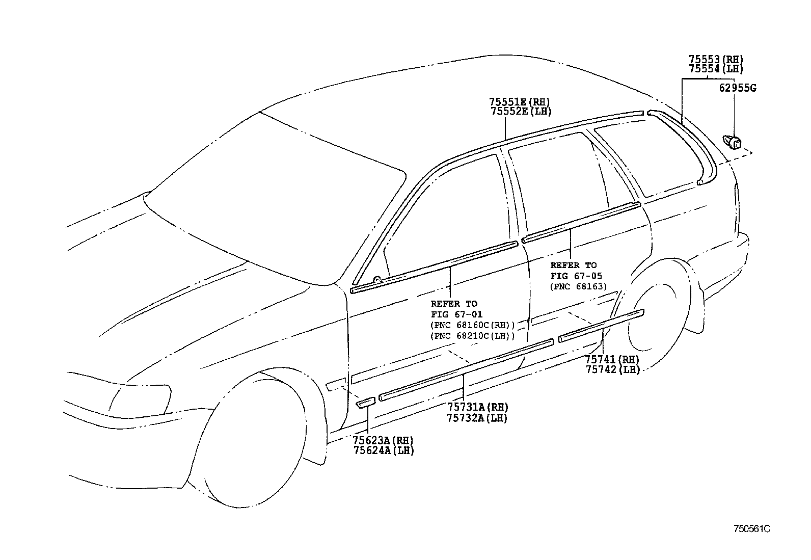 TOYOTA COROLLACE109VAXMDS BODY SIDE MOULDING Japan Parts EU