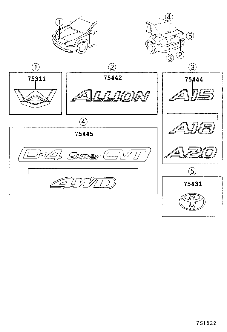  PREMIO ALLION |  EMBLEM NAME PLATE EXTERIOR INTERIOR