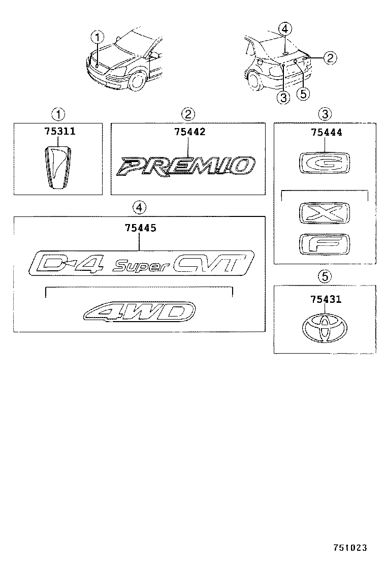  PREMIO ALLION |  EMBLEM NAME PLATE EXTERIOR INTERIOR