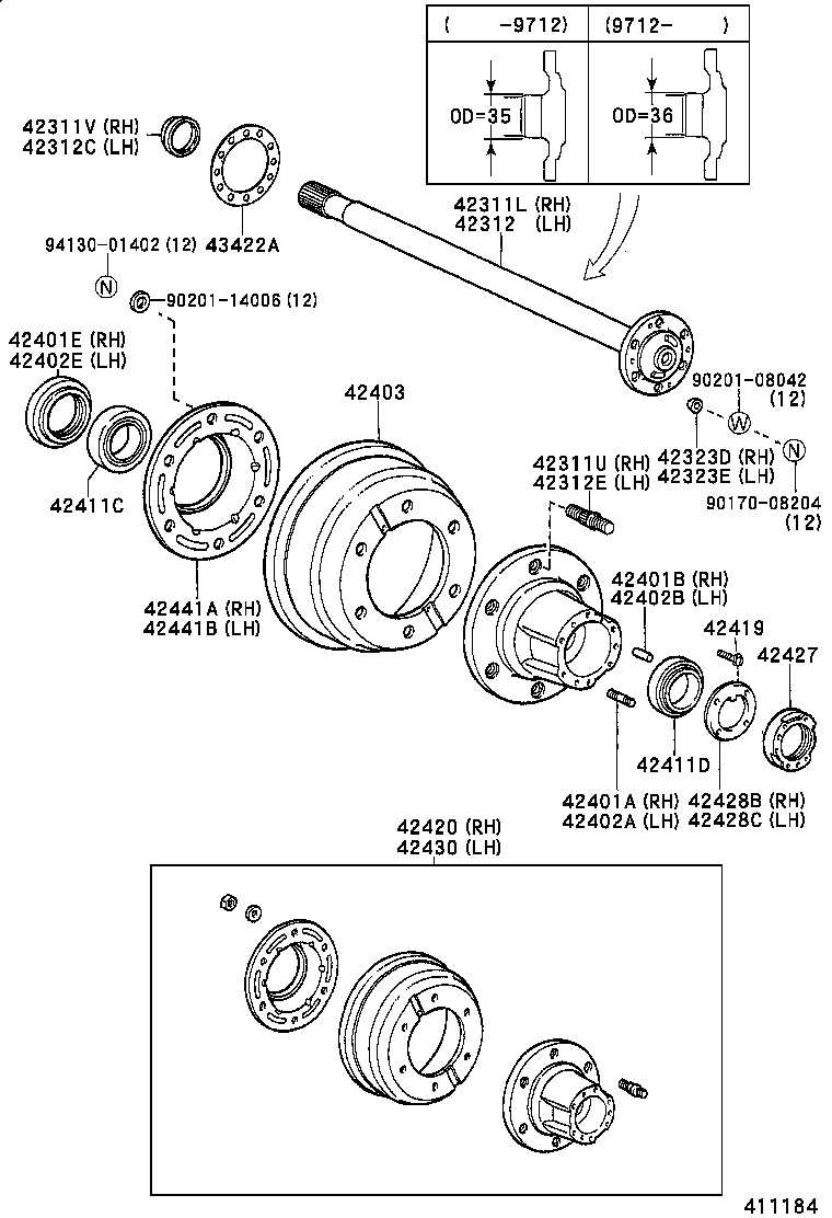  DYNA 150 TOYOACE G15 |  REAR AXLE SHAFT HUB
