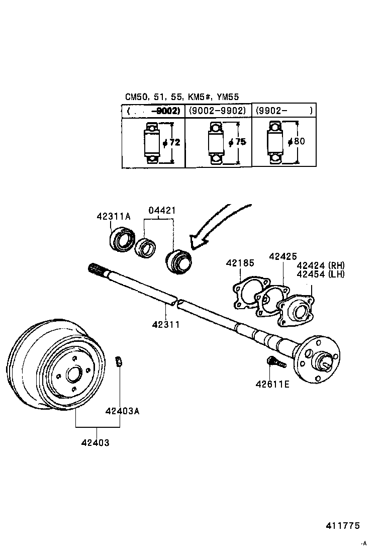  LITE TOWNACE TRUCK |  REAR AXLE SHAFT HUB