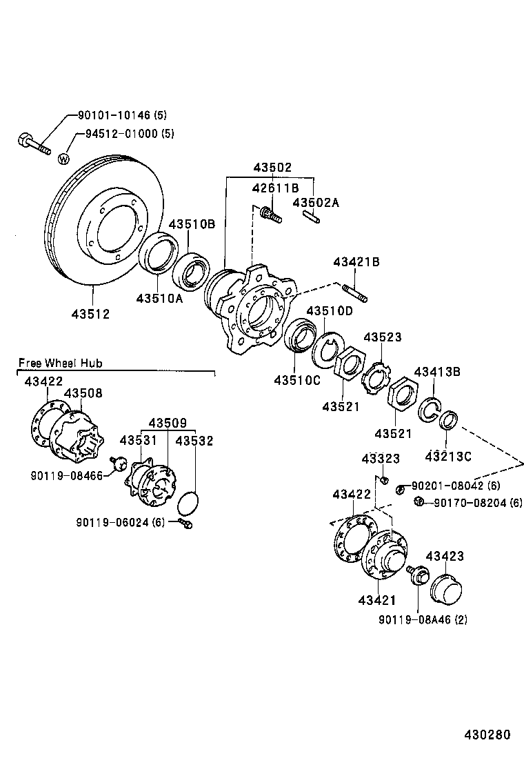  LITE TOWNACE TRUCK |  FRONT AXLE HUB