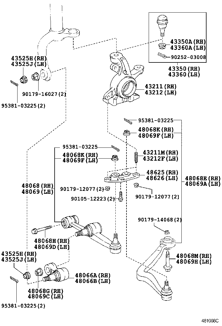  CELICA |  FRONT AXLE ARM STEERING KNUCKLE