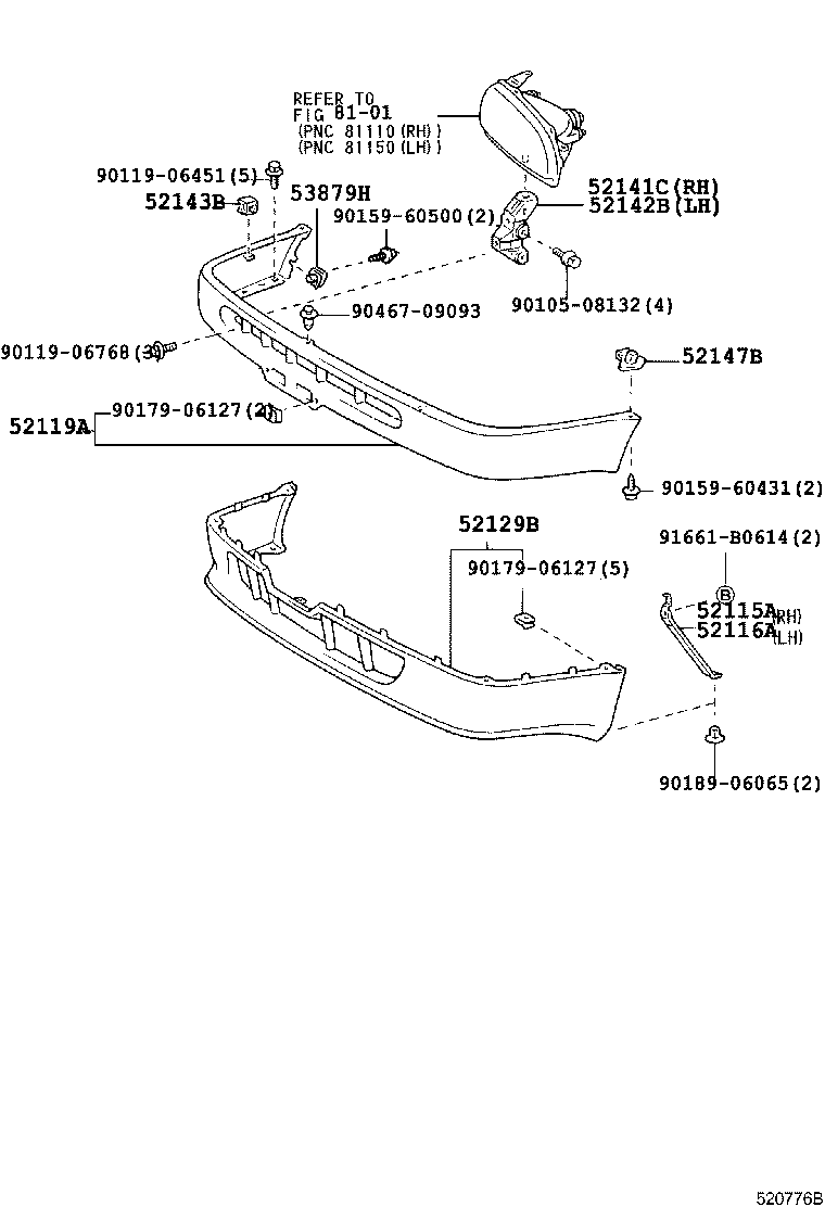  COROLLA |  FRONT BUMPER BUMPER STAY