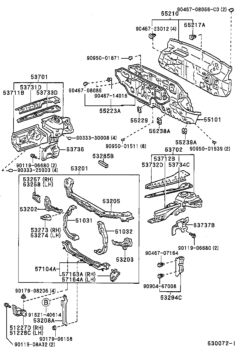  CAMRY GRACIA |  FRONT FENDER APRON DASH PANEL