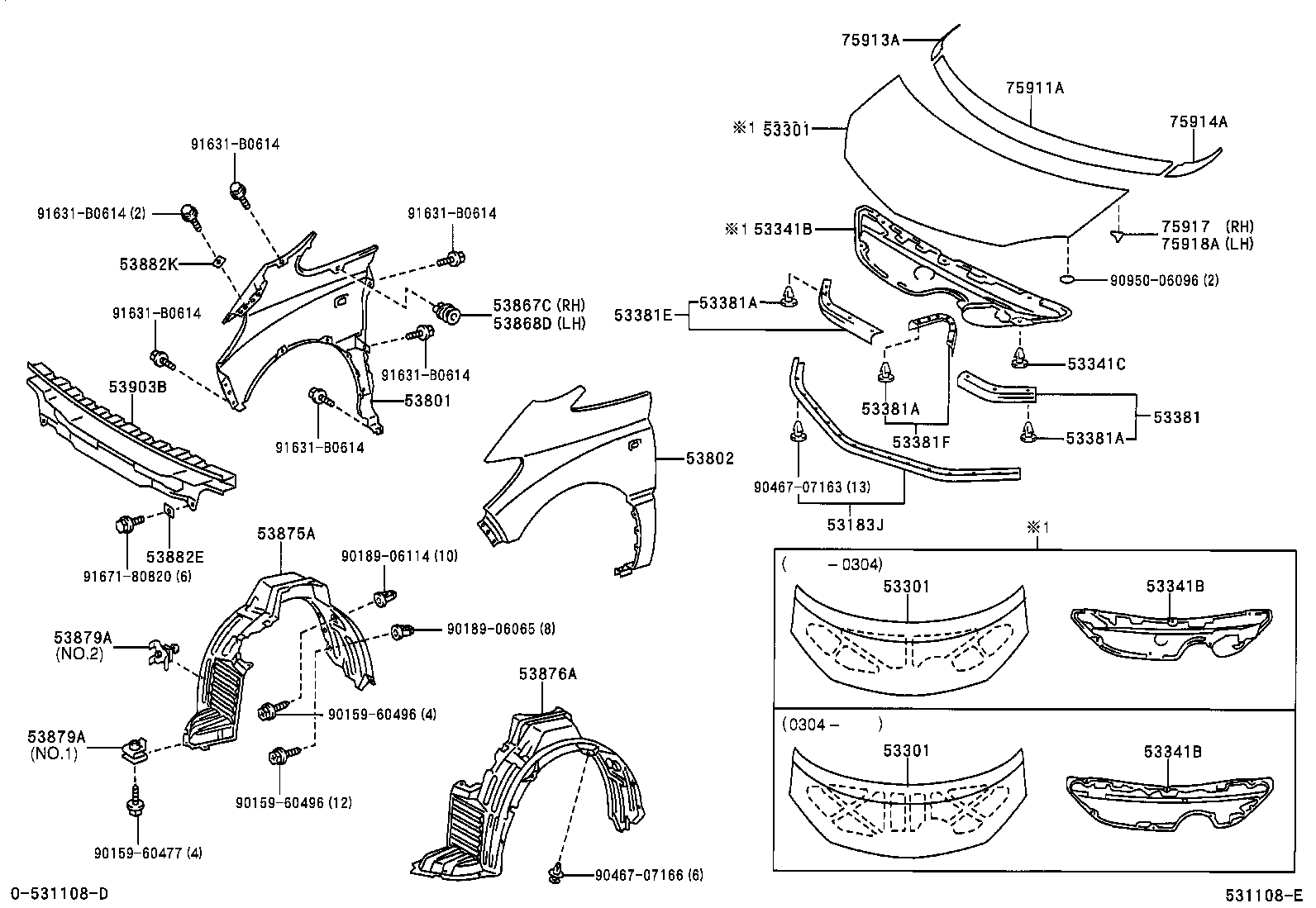 ESTIMA HYBRID |  HOOD FRONT FENDER