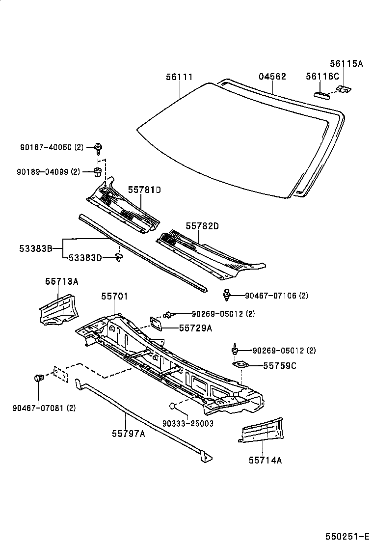  RAUM |  COWL PANEL WINDSHIELD GLASS