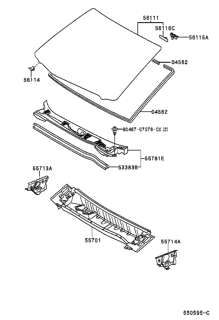  PRONARD |  COWL PANEL WINDSHIELD GLASS