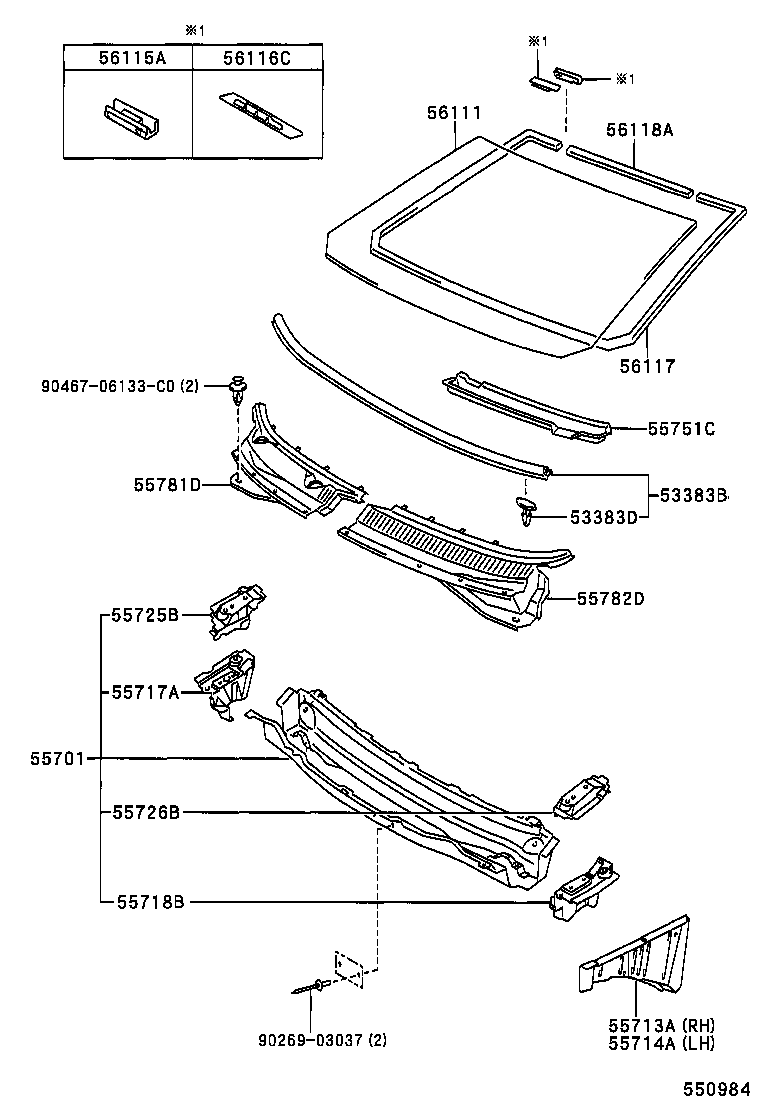  VOLTZ |  COWL PANEL WINDSHIELD GLASS