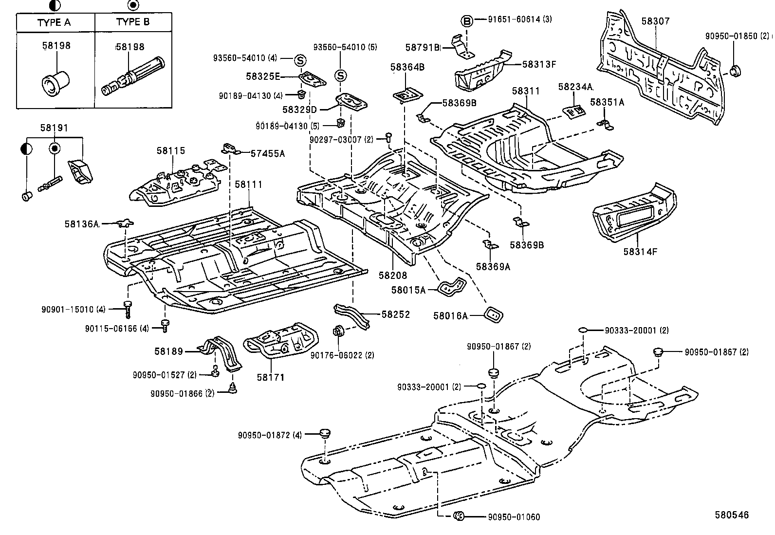  CAMRY VISTA |  FLOOR PAN LOWER BACK PANEL
