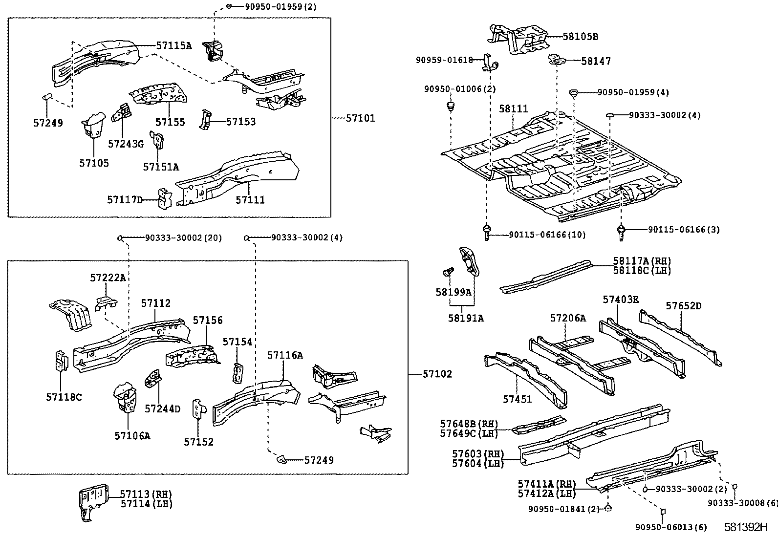  ESTIMA HYBRID |  FRONT FLOOR PANEL FRONT FLOOR MEMBER