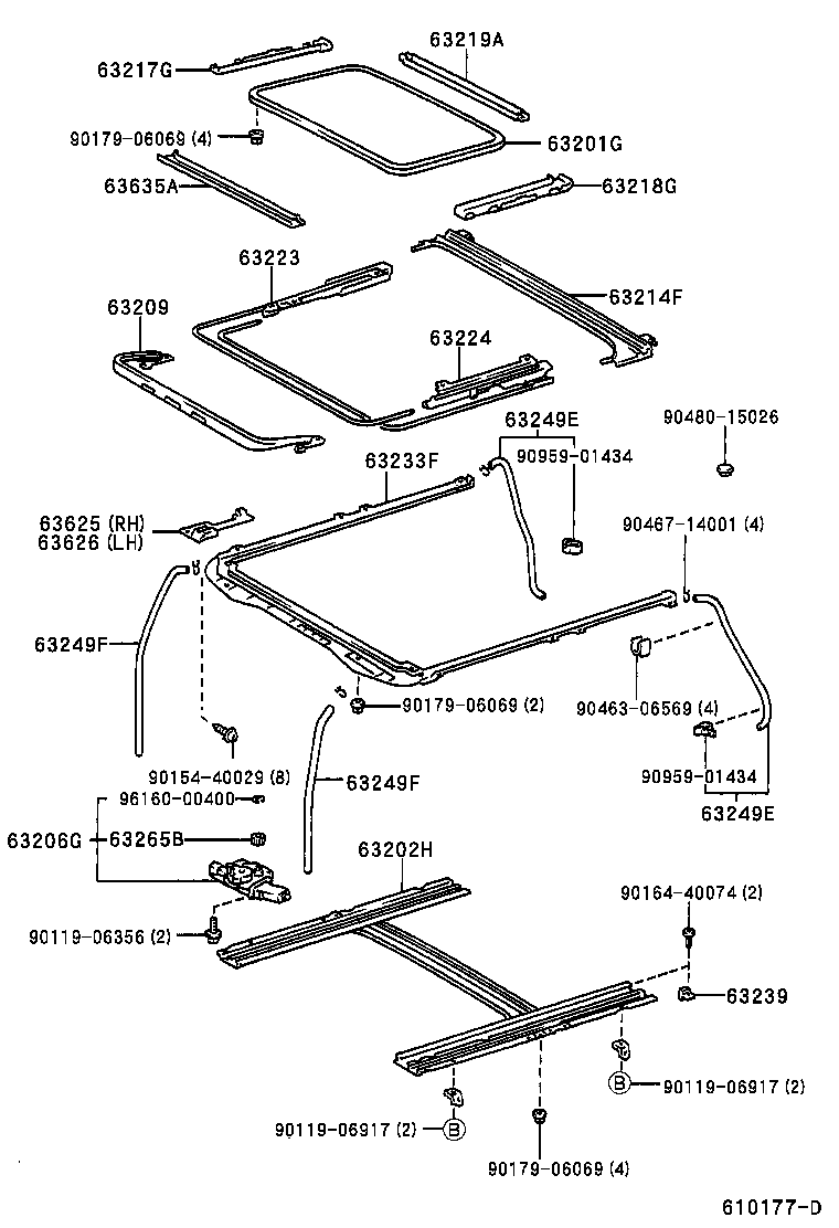  CAMRY GRACIA |  ROOF PANEL BACK WINDOW GLASS