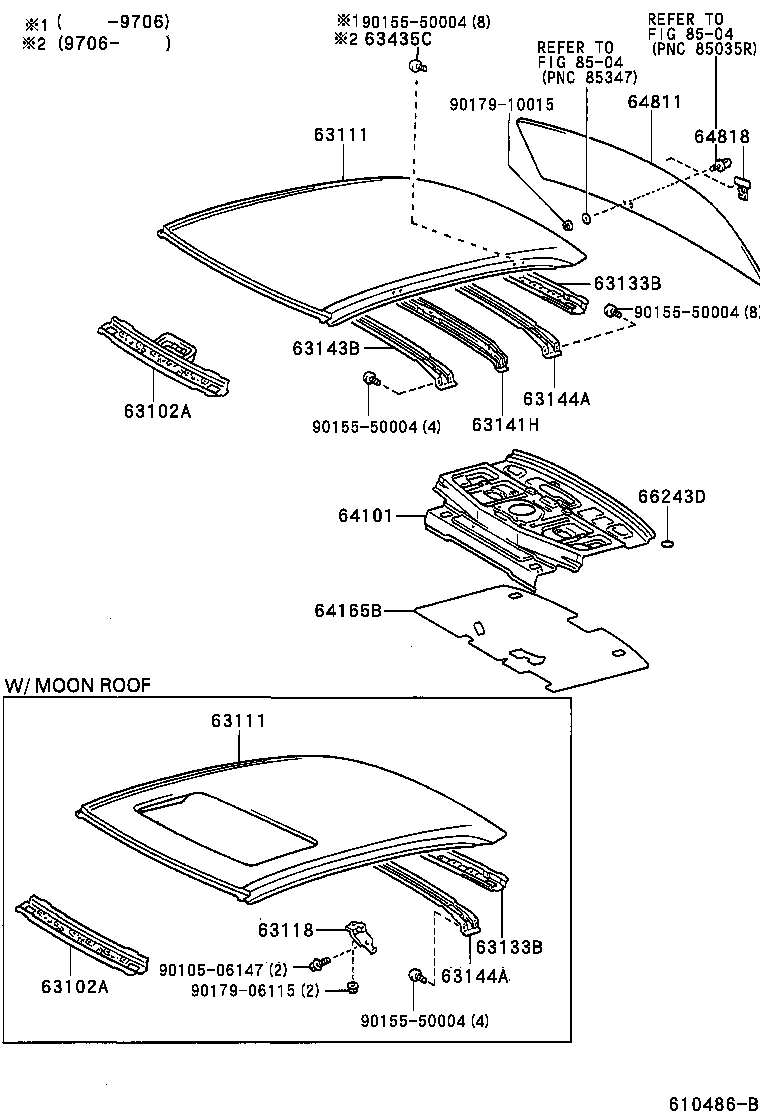 CAMRY VISTA |  ROOF PANEL BACK WINDOW GLASS