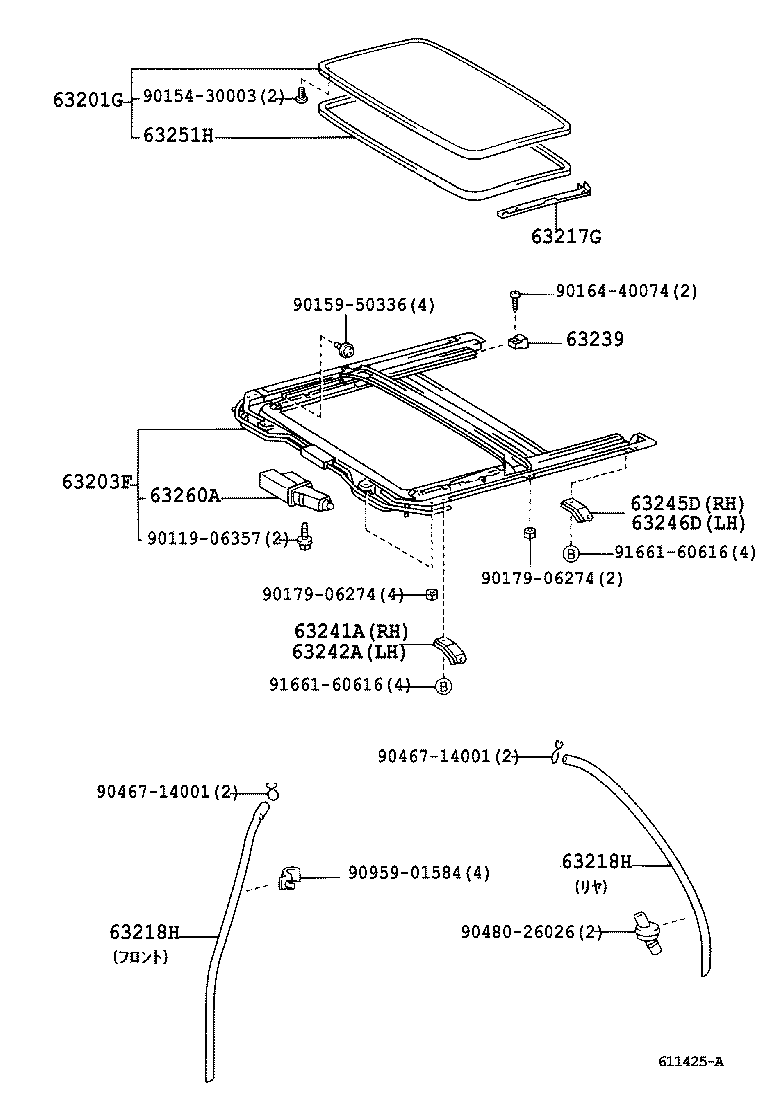  VEROSSA |  ROOF PANEL BACK WINDOW GLASS