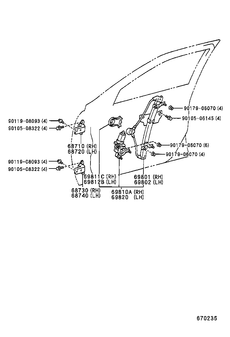  CRESTA |  FRONT DOOR WINDOW REGULATOR HINGE