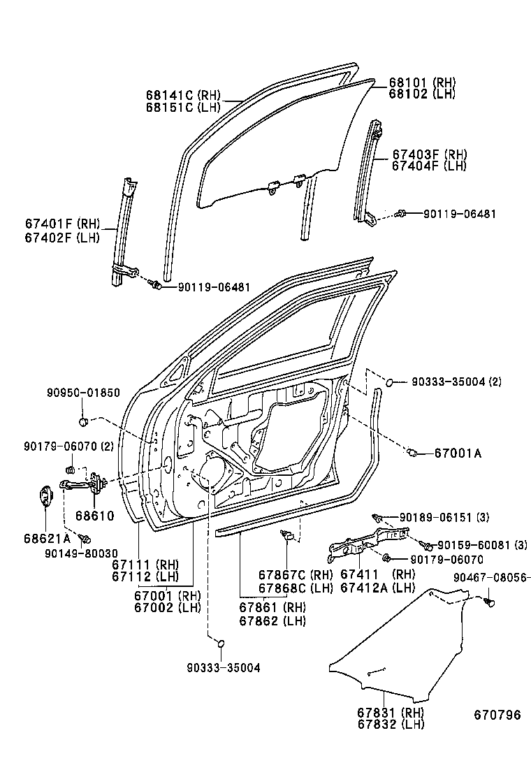  CAMRY VISTA |  FRONT DOOR PANEL GLASS