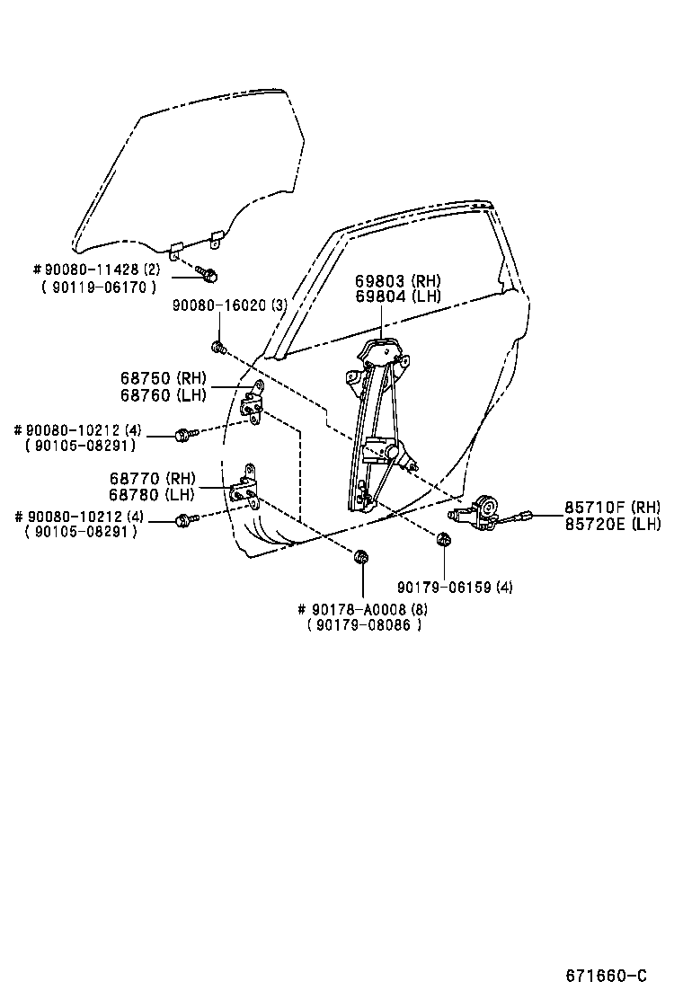  PRONARD |  REAR DOOR WINDOW REGULATOR HINGE