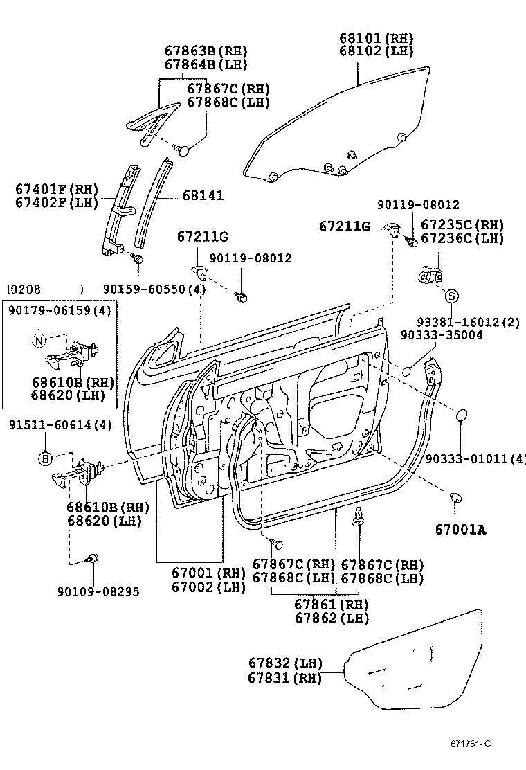  CELICA |  FRONT DOOR PANEL GLASS