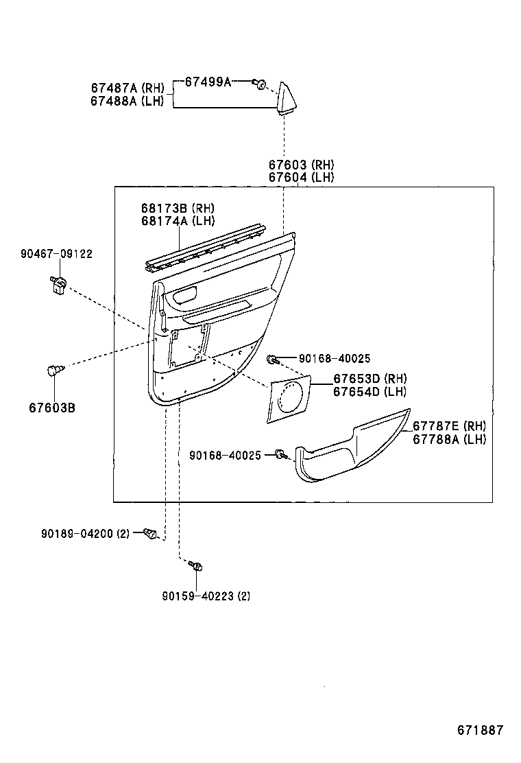  PRONARD |  REAR DOOR PANEL GLASS