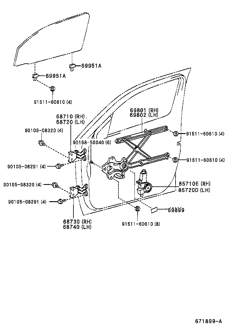  WILL VI |  FRONT DOOR WINDOW REGULATOR HINGE