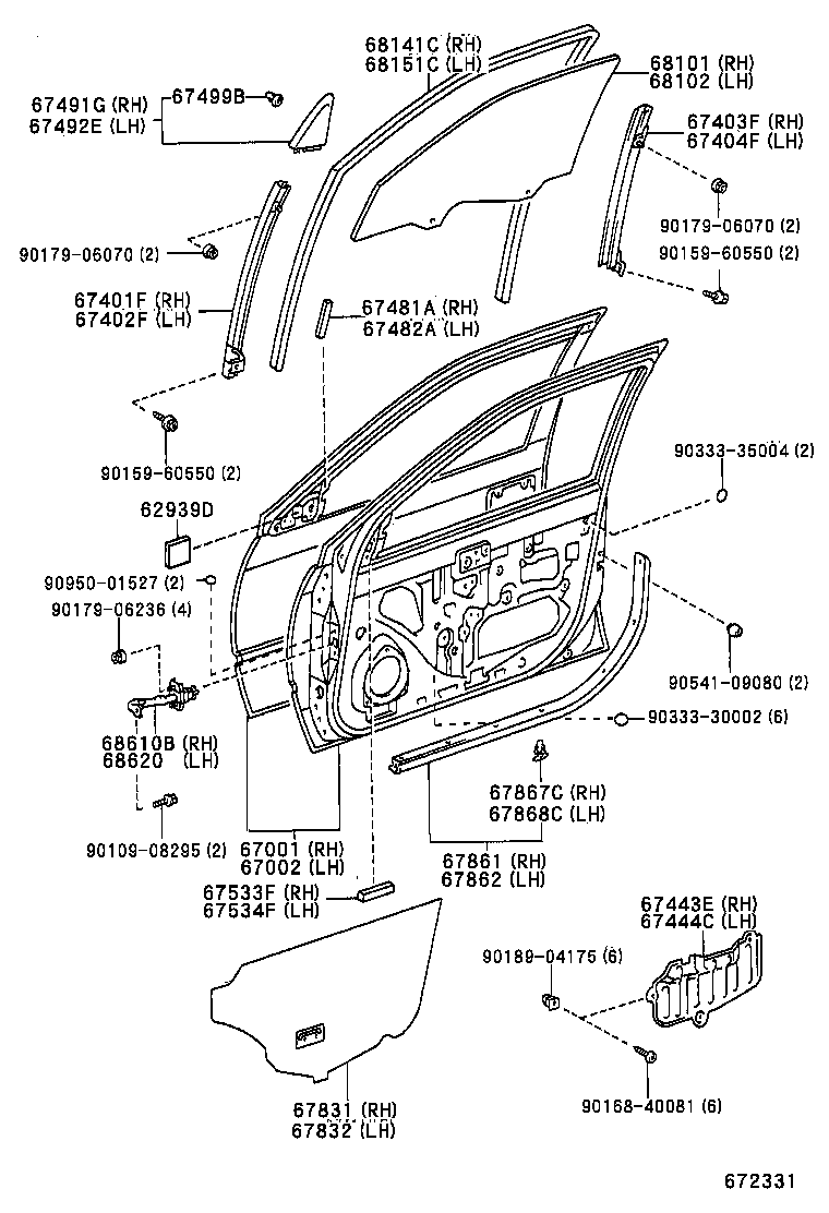  CAMRY GRACIA |  FRONT DOOR PANEL GLASS