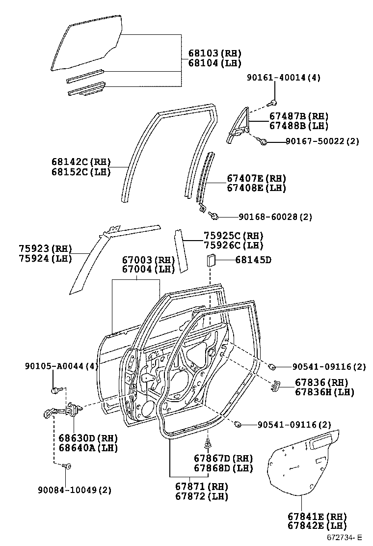  VOLTZ |  REAR DOOR PANEL GLASS
