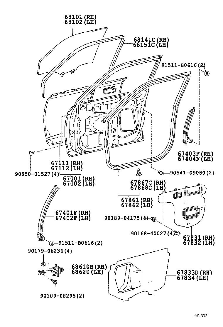  PRONARD |  FRONT DOOR PANEL GLASS