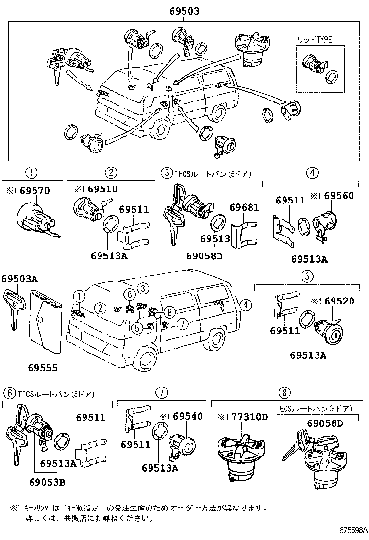  DYNA 200 TOYOACE G25 |  LOCK CYLINDER SET