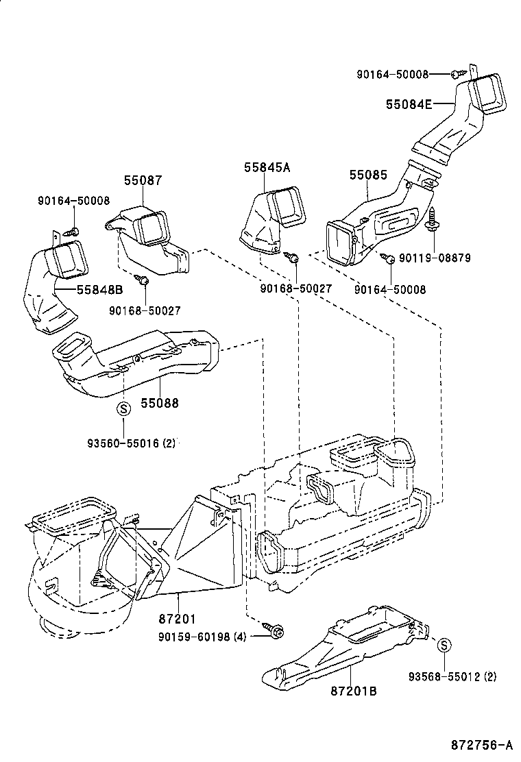  LAND CRUISER S T H T |  HEATING AIR CONDITIONING CONTROL AIR DUCT