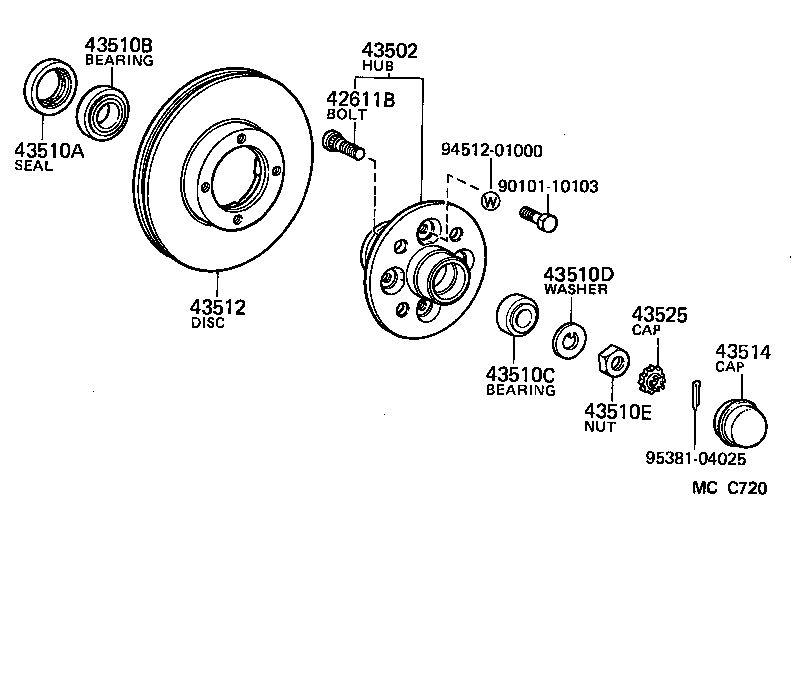  LITE TOWNACE TRUCK |  FRONT AXLE HUB