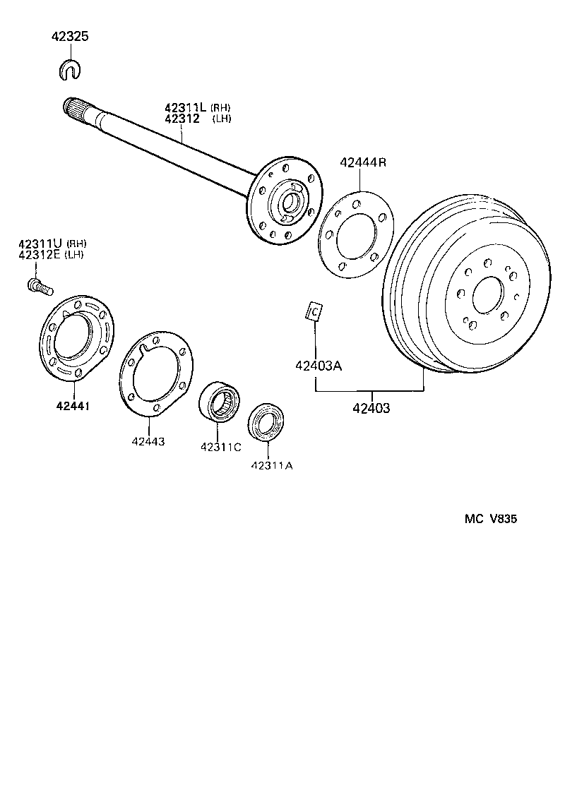  DYNA 150 TOYOACE G15 |  REAR AXLE SHAFT HUB