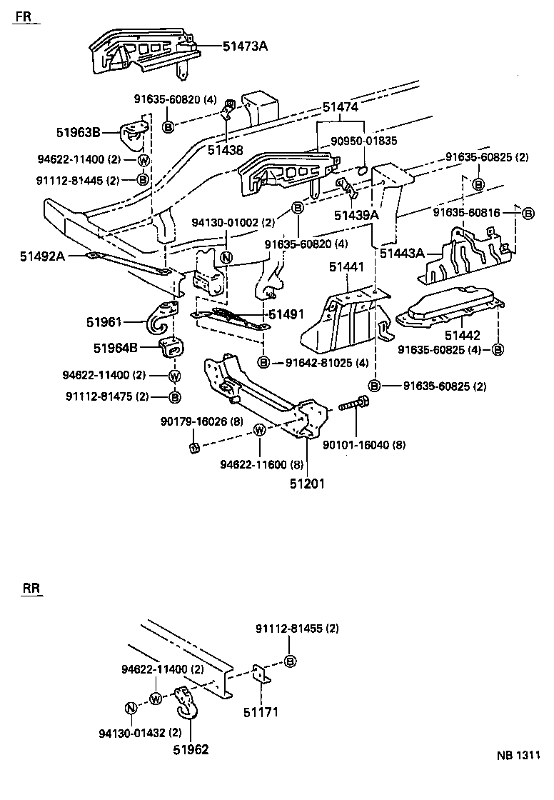  DYNA 200 TOYOACE G25 |  SUSPENSION CROSSMEMBER UNDER COVER