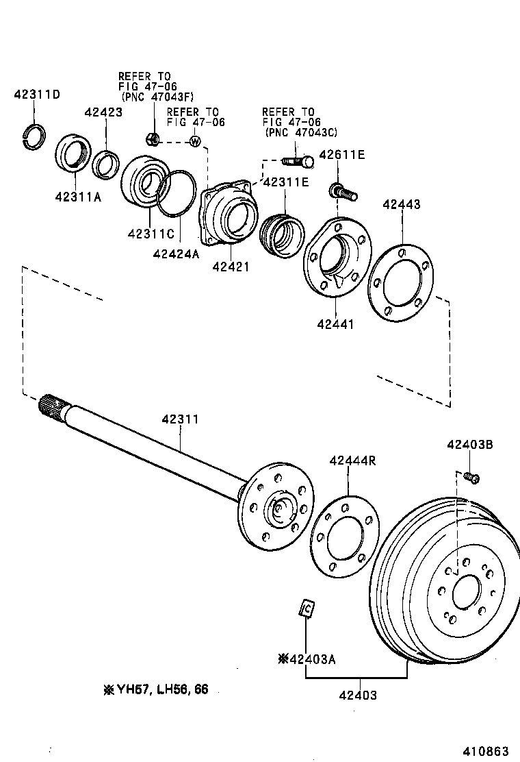  HIACE VAN WAGON |  REAR AXLE SHAFT HUB
