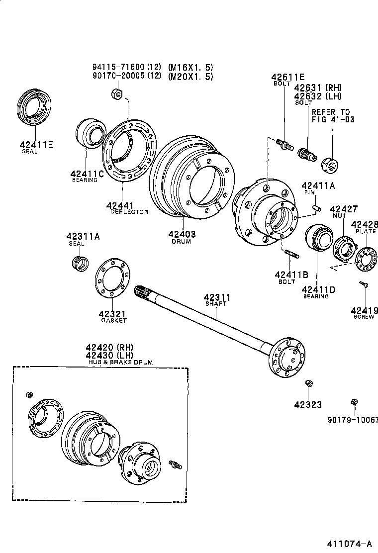  DYNA TOYOACE |  REAR AXLE SHAFT HUB