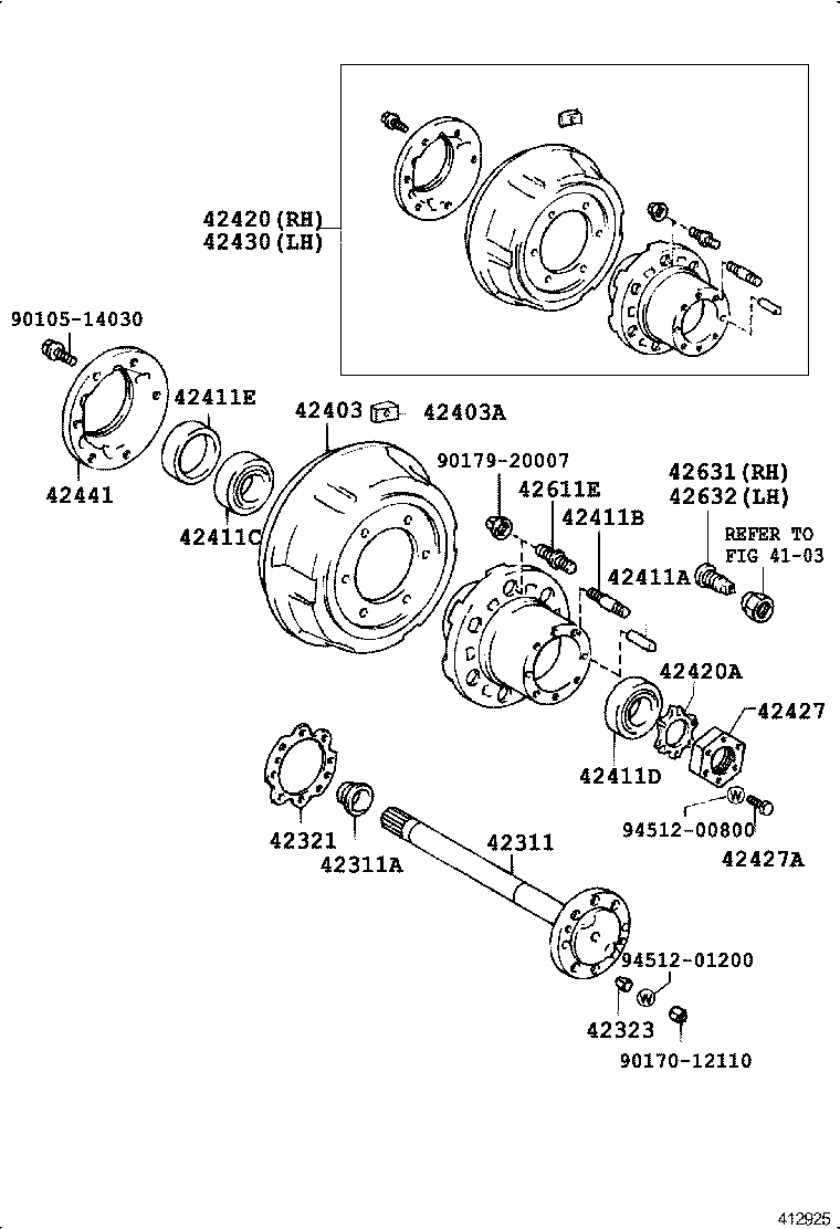  DYNA TOYOACE |  REAR AXLE SHAFT HUB