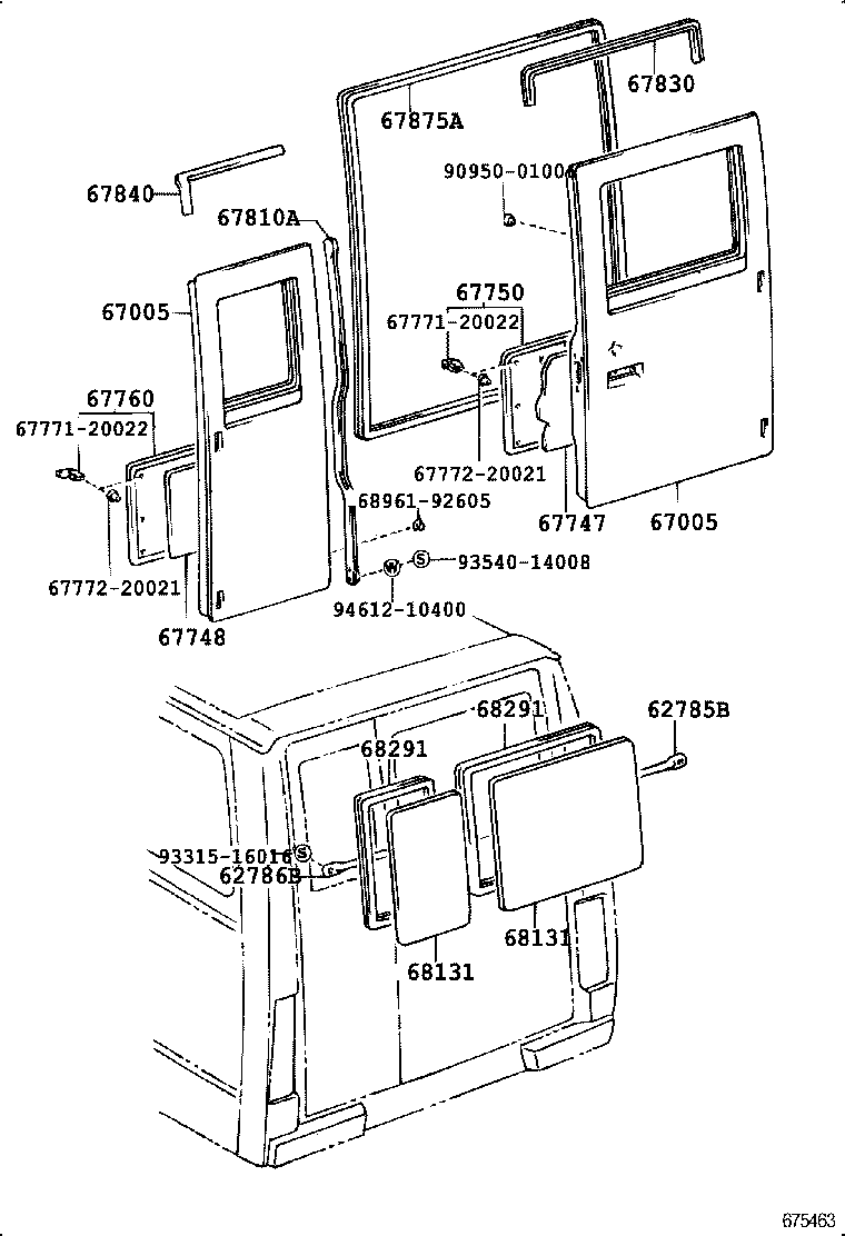  DYNA TOYOACE |  BACK DOOR PANEL GLASS