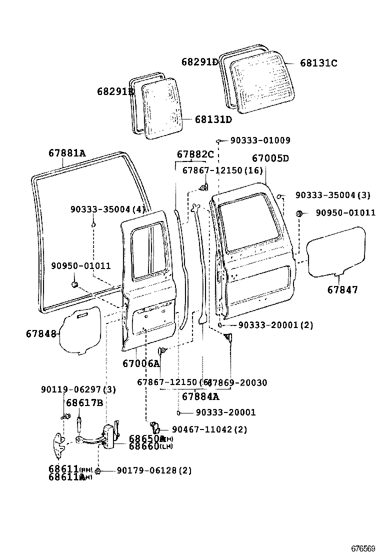  LAND CRUISER VAN |  BACK DOOR PANEL GLASS