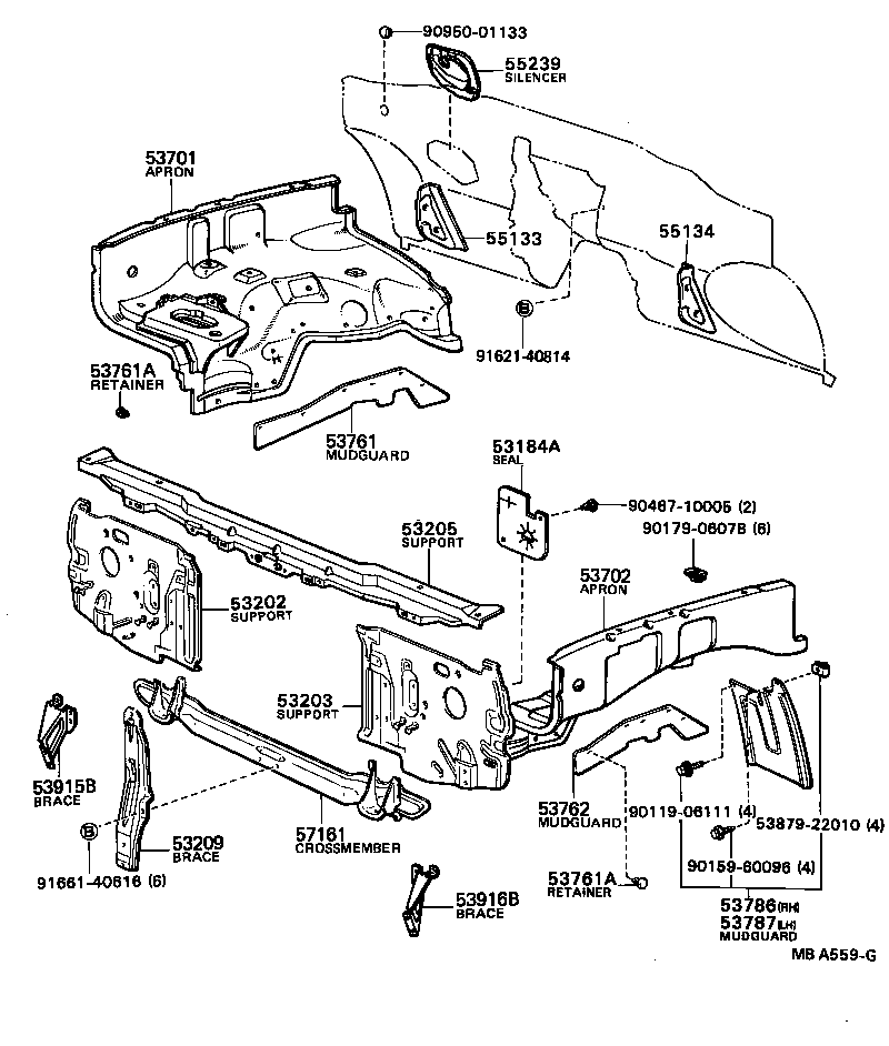  HILUX |  FRONT FENDER APRON DASH PANEL