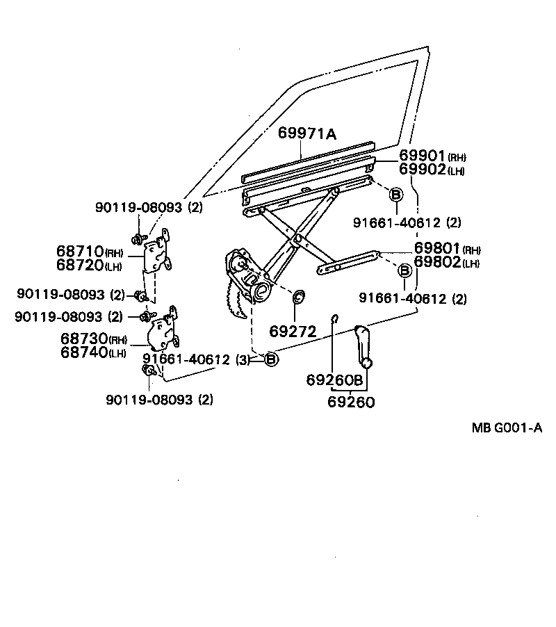  HILUX |  FRONT DOOR WINDOW REGULATOR HINGE