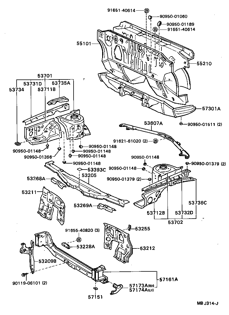  CELICA |  FRONT FENDER APRON DASH PANEL