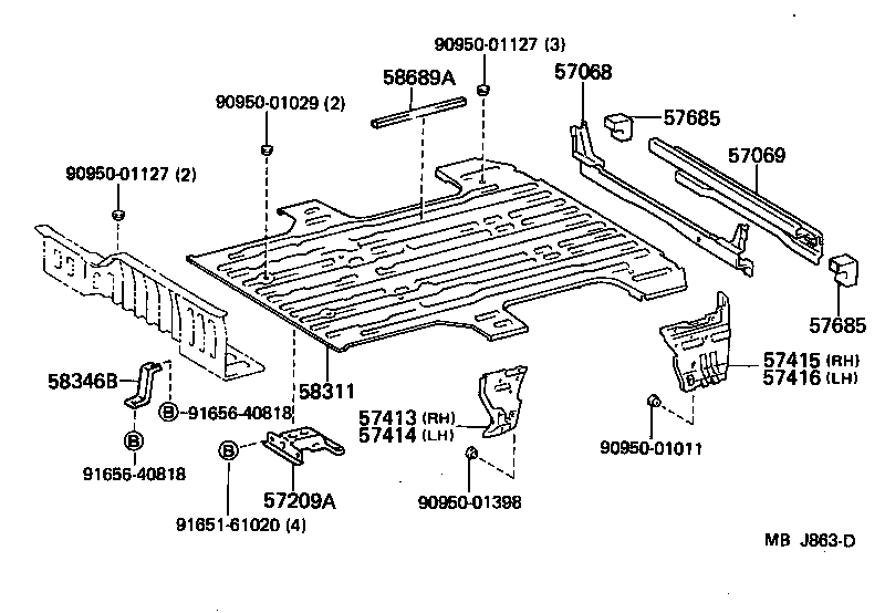 LITEACE VAN WAGON |  REAR FLOOR PANEL REAR FLOOR MEMBER