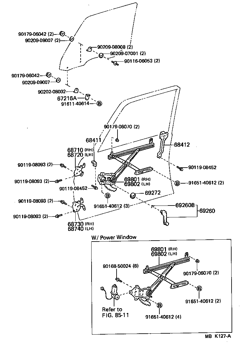  CRESTA |  FRONT DOOR WINDOW REGULATOR HINGE