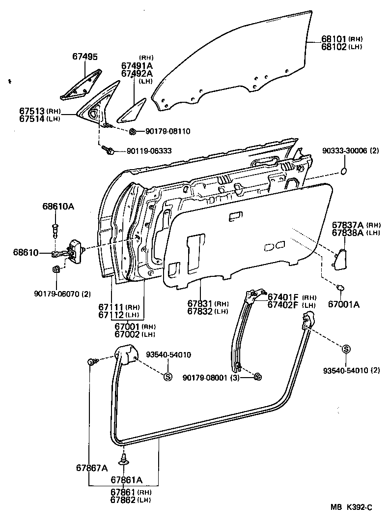  SUPRA |  FRONT DOOR PANEL GLASS